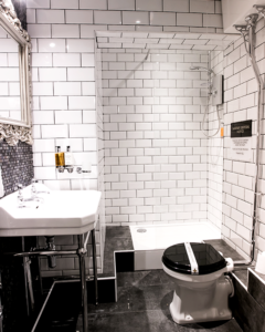 The en-suite bathroom inside the Wymondham Abbey Apartment.